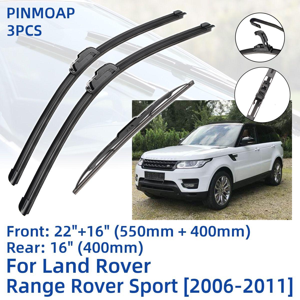 

3 шт. для Land Rover Range Rover Sport 2006-2011 22 + 16 + 16 передние и задние щетки стеклоочистителя, резак для лобового стекла, аксессуары 2010 2011