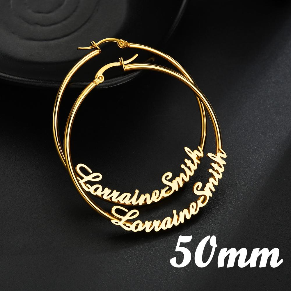 Atoztide Personalized Name Stainless Steel Letter Earrings For Women 3 Color Custom Name Cricle Earrings Weddings Party Jewelry