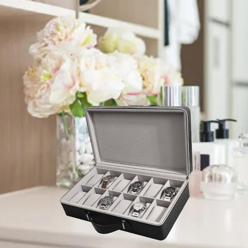 Watch Box Organizer 2/8/12 Slot Watch Case for Men Women Luxury Watch Display Showcase Leather Jewelry Storage Holder