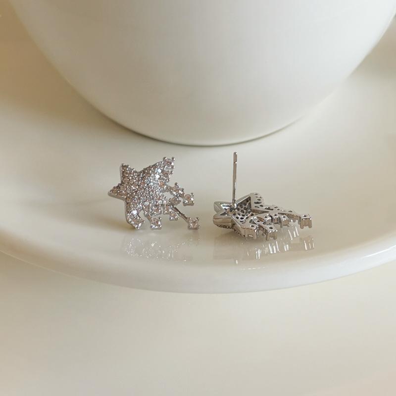Silver needle zircon star tassel earrings light luxury high-end earrings exquisite fashion personality elegant versatile earrings women