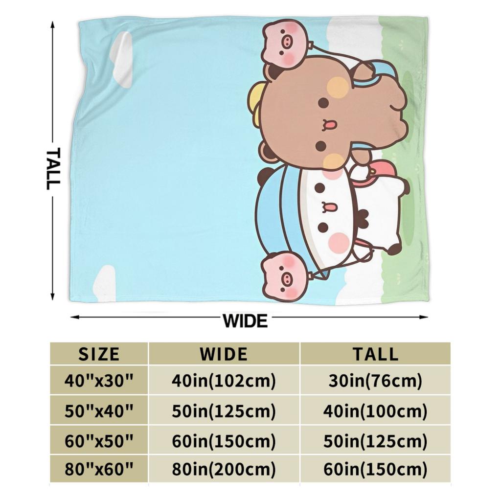 Kawaii Cute BuBu Panda Dudu Blankets Fleece Spring Autumn Lightweight Thin Throw Blankets for Bed Bedroom Plush Thin Quilt