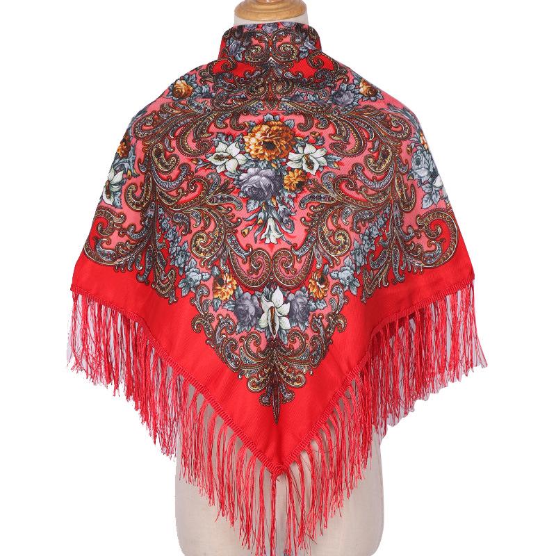 

Женский ретро этнический принт теплая повязка на голову и шаль для путешествий по Синьцзяну 90x90 cm