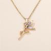 Female White Crystal Angel Pendant Necklace Vintage Gold Color Wedding  For Women