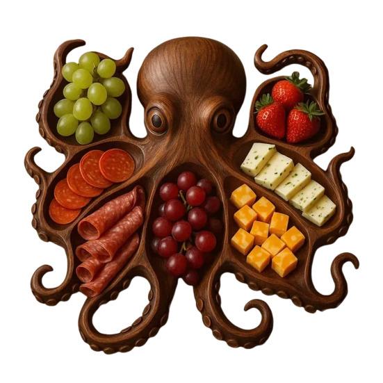 Yousheng Plastic Serving Tray Ocean Themed Cheese Bread Board Fruits Nuts Wood Display Board Beachfront Dinner Party Platter