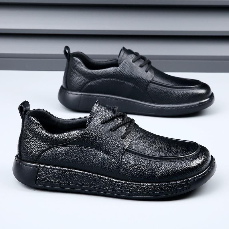 Men's shoes spring new leather trend versatile soft surface breathable business casual leather shoes men's dad shoes