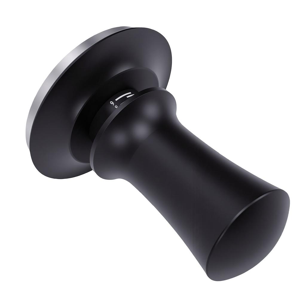 Coffee Tamper Spring Loaded Constant Pressure Stainless Steel Coffee Ground Press Tool Black Flat Bottom 58mm
