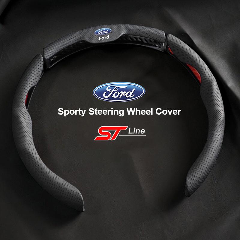 Car Steering Wheel Cover Protection Case Anti Slip Breathable Protector For Ford ST Line Focus Mustang Fiesta Puma Ranger Kuga