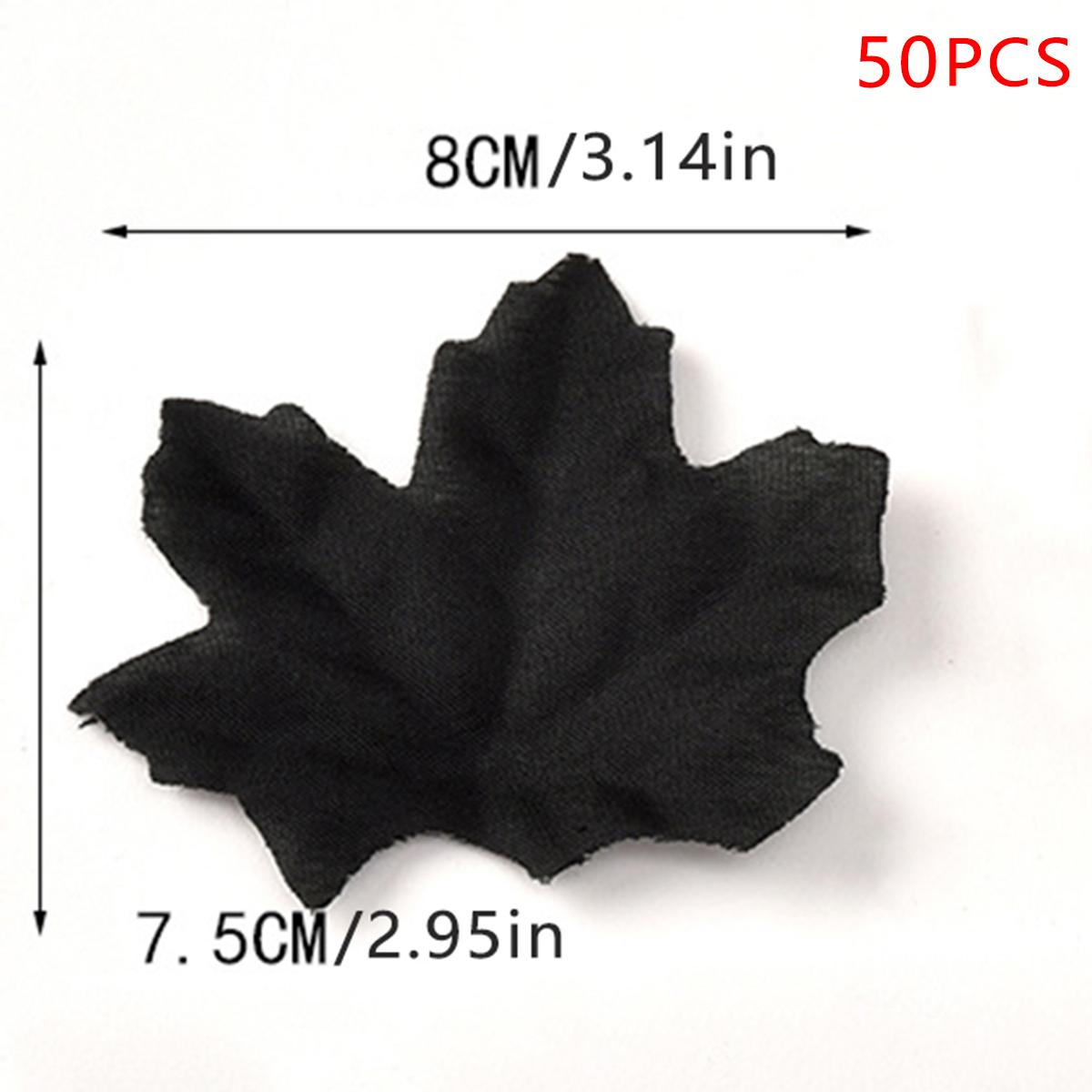 

50 Pcs Halloween Black Maple Leaves Decoration Artificial Fall Leaves for DIY Crafts Table Scatter Party and Party Home Decor