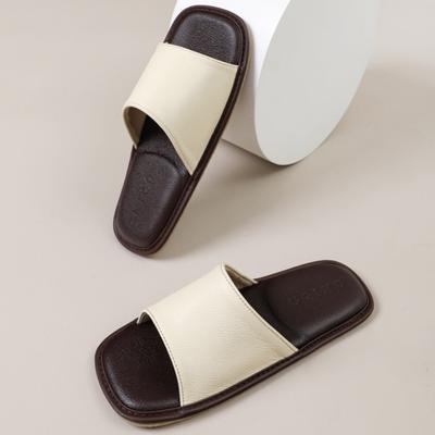 Women's Flat Slippers Cowhide Slippers Women's Home Indoor Massage Heel Leather Slippers Men's Non Slip Beef Tendon Soft Bottom