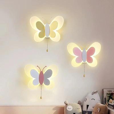 Nordic LED Butterfly Bedside Wall Lamp for Kids - Modern, Creative Bedroom Sconce