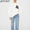 BITCED Women's Early Autumn Patchwork Embroidered Letter Sweatshirt