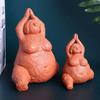 Handmade Sandstone Yoga Chubby Woman Statue Home Decor