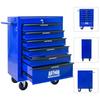 Mobile metal tool cabinet with 6 drawers, 508 mm (20 inch), ball-bearing drawer slides, organizing steel tool box – black-blue