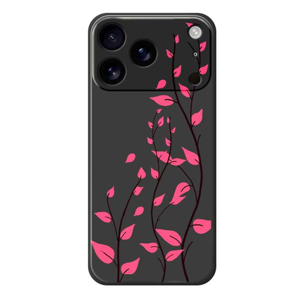 For iPhone 17 Pro Case Red Leaves Pattern Printing Straight Edge TPU Phone Back Cover
