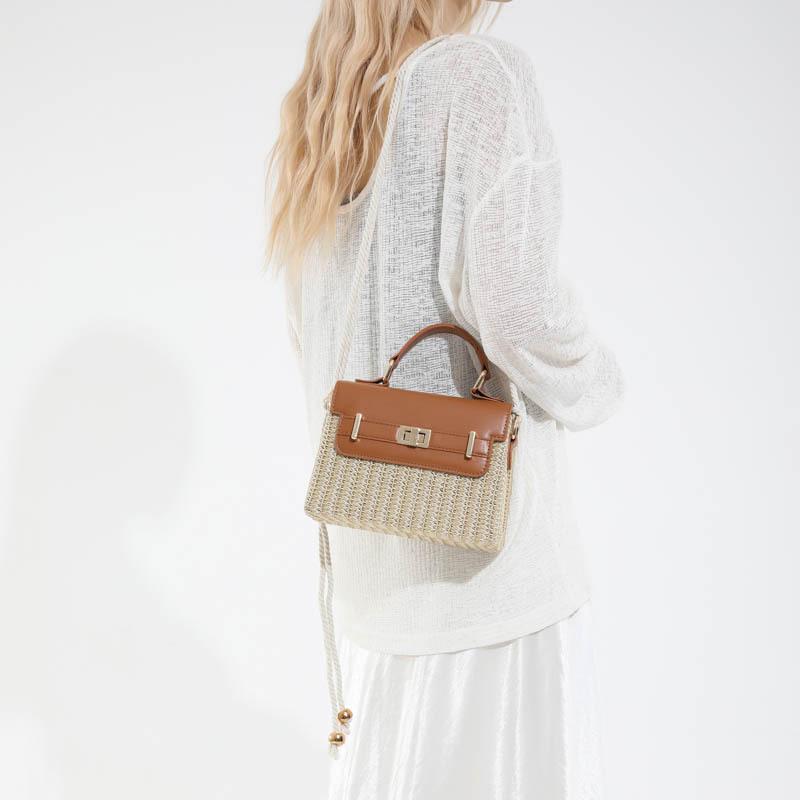 Summer Fashion Straw Woven Handbag Bag Women's New Simple Casual Woven Shoulder Messenger Box Bag