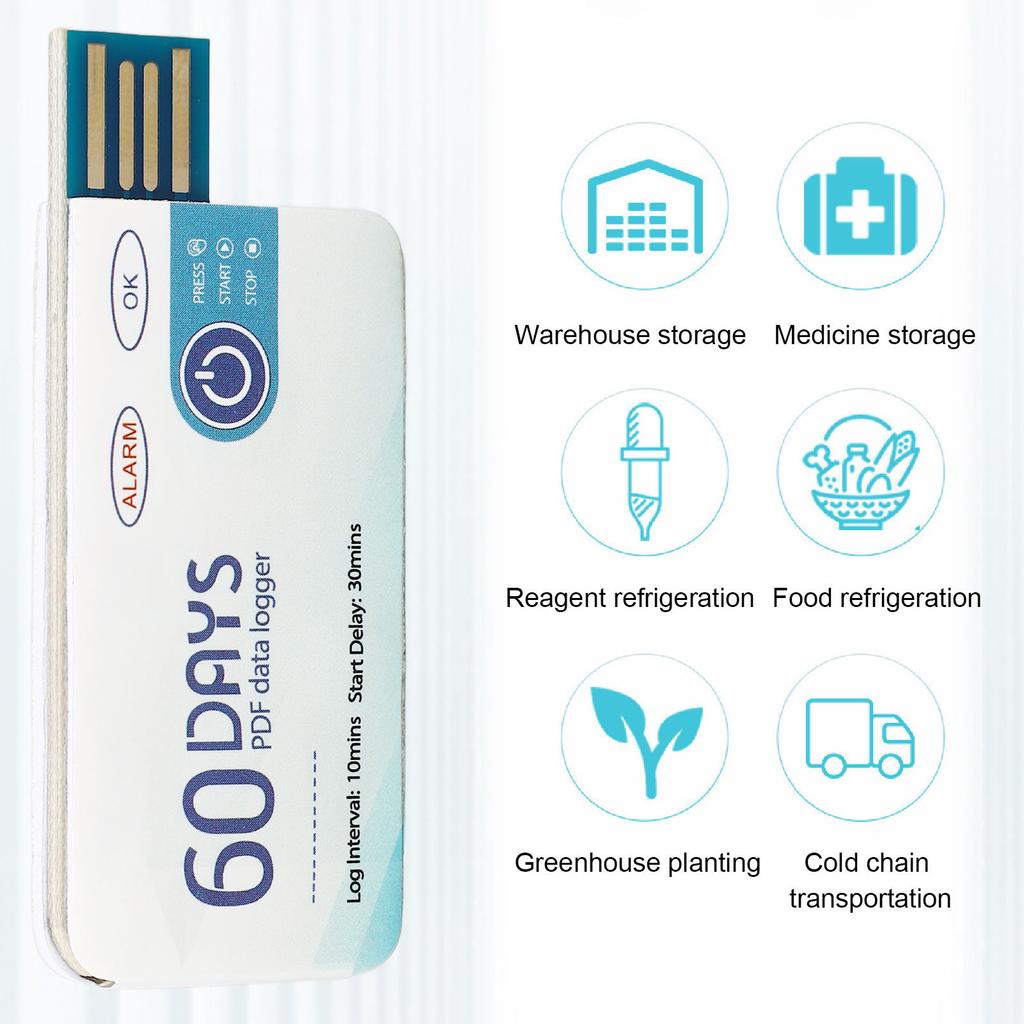 USB Temperature Data Recorder 10000 Groups Storage High Accuracy Disposable Portable Temperature Logger