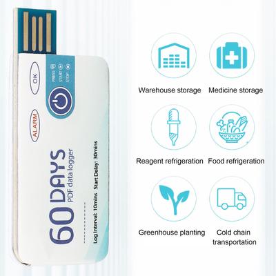 USB Temperature Data Recorder 10000 Groups Storage High Accuracy Disposable Portable Temperature Logger
