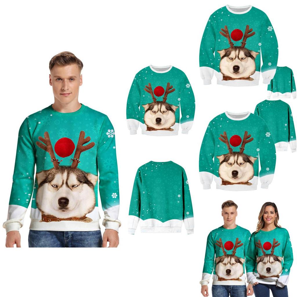 Womens Ugly Mens Christmas Sweater Funny Dog Xmas Sweatshirt Pullover Tops