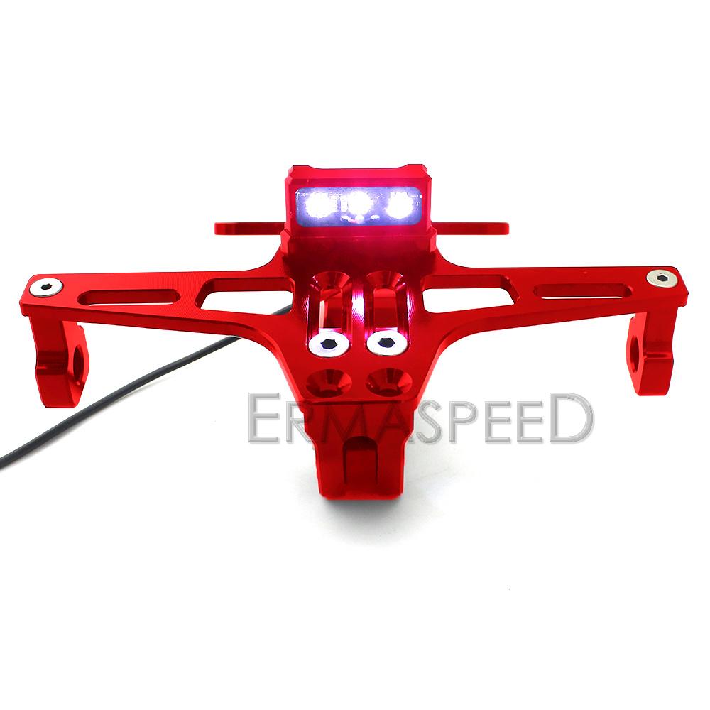 Motorcycle License Plate Bracket with LED Light Black Motorcycle Number Plate Holder for Motorbike Moto Dirt Bike
