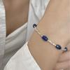 S925 Sterling Silver Lapis Lazuli Beaded Bracelet with Crushed Silver for Girls - Stylish, Luxurious, and Versatile