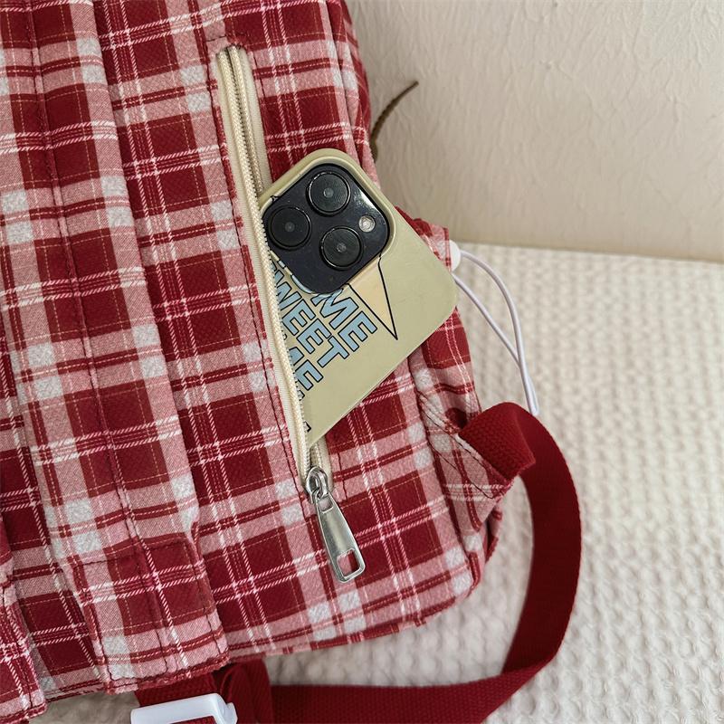 Plecak w kratę w stylu koledżowym dla ucznia gimnazjum, lekki plecak szkolny podróżny o dużej pojemności