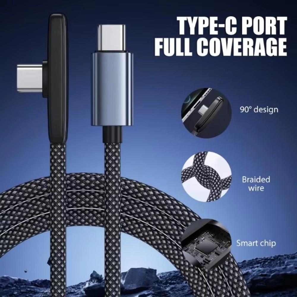 90 Degree 100W Super Charging Cable Type-C To Type-C Data Transfer Cables Portable Type C Cable