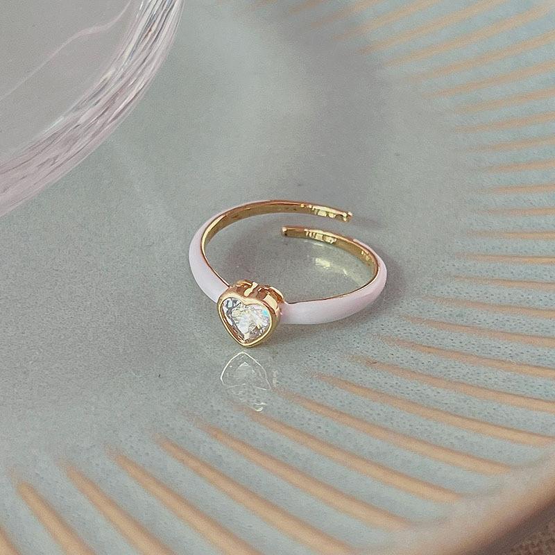 

Contemporary Shaped Heart Adjustable Zircon Ring For Women Chic Accessory Fashion J3266