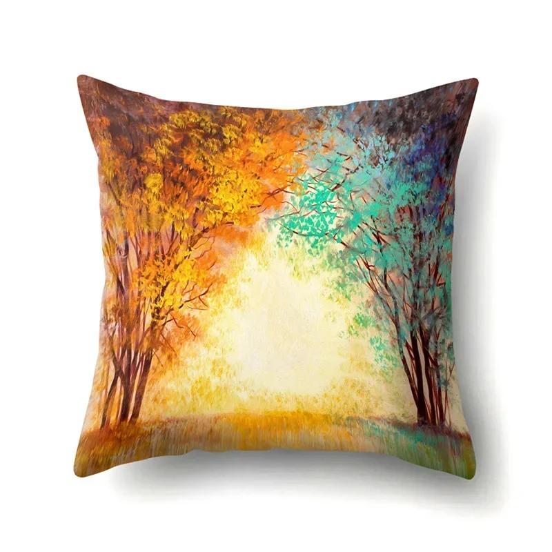 Four Seasons Scenery Decoration Pillow Case Printing Snowflake Christmas Sofa Decoration Cushion Cover 45*45Cm