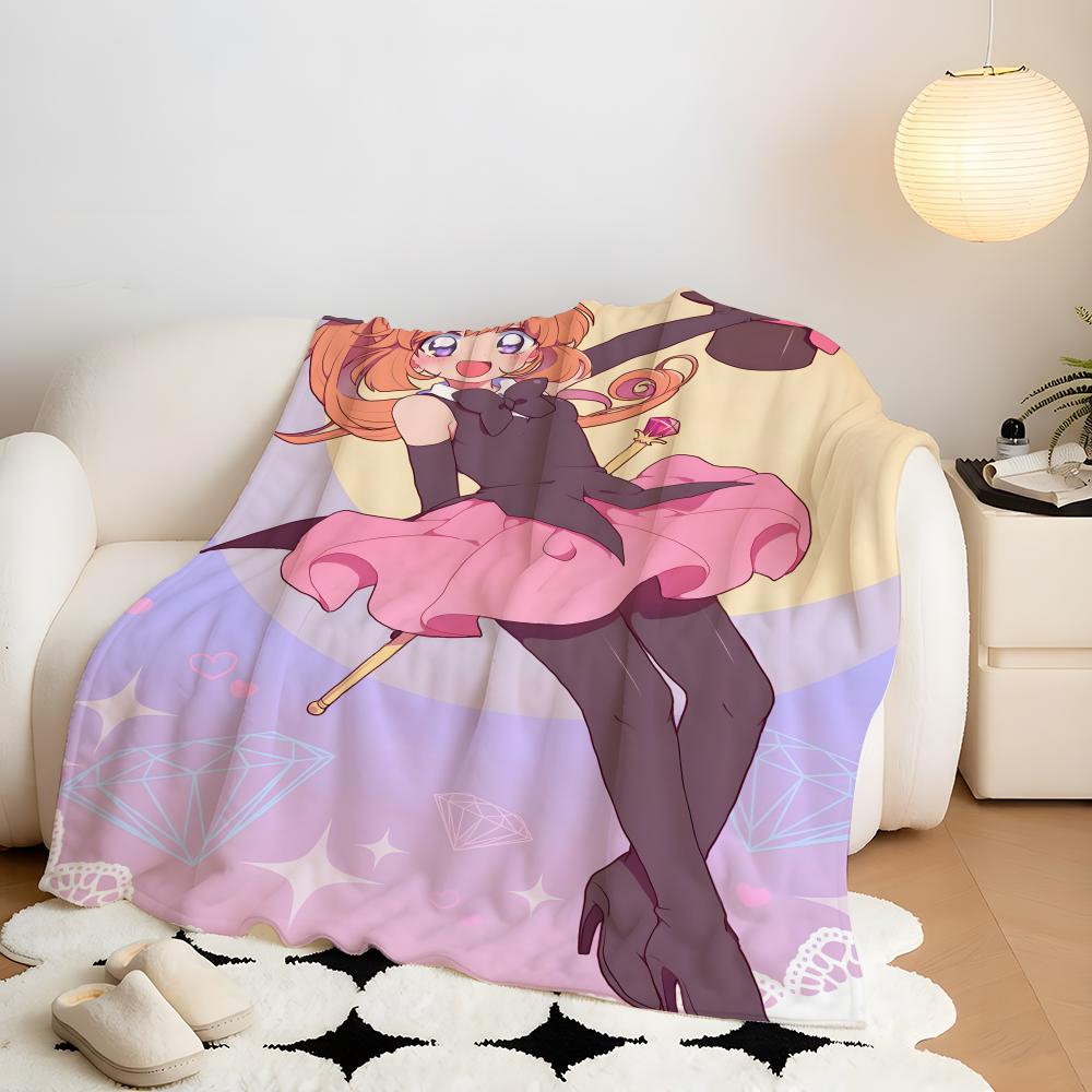 Anime S-Saint T-Tail Throw Flannel Throw Blanket, Lightweight Cozy, Durable Washable cute Cool