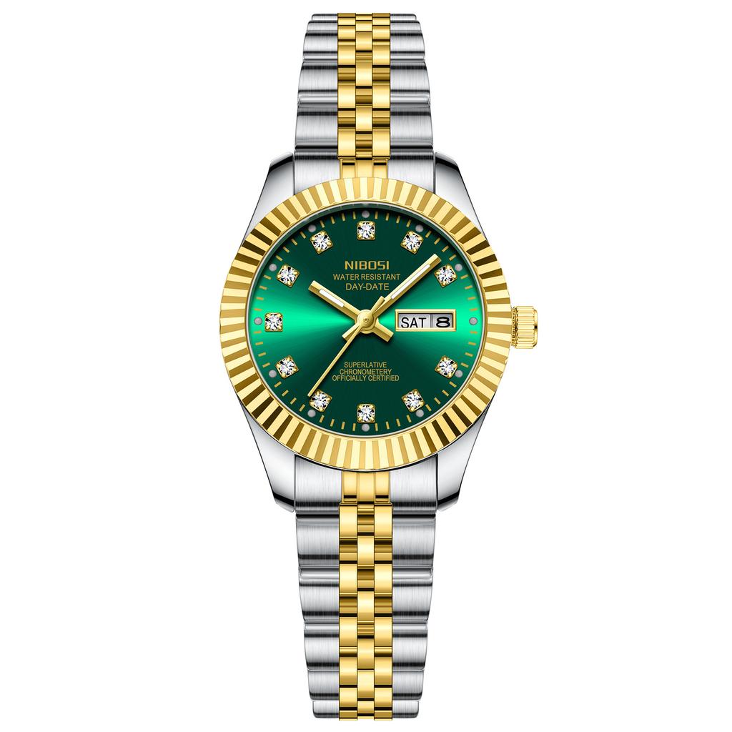 Watch Simple Temperament Women'S Light Luxury Watch Retro Niche Calendar Small Green Women'S Watch