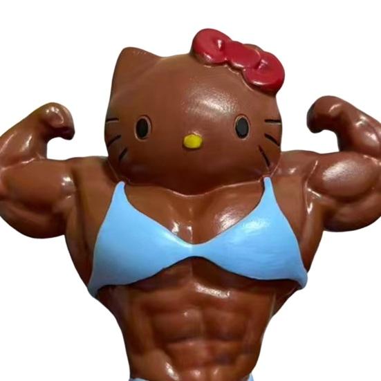 Muscular Cat Figurine, Funny Bodybuilder Cat Resin Statue, Collectible Gym Kitten Desktop Ornament for Office Desktop, Home Decor, Gifts for Fitness