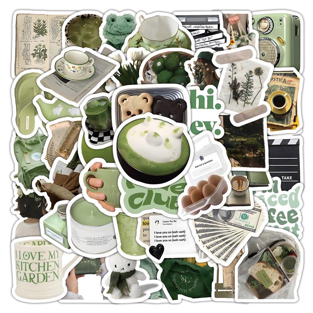 60 listů vícebarevných samolepek ve stylu INS: Realistické malé předměty v modré, růžové, fialové, žluté a zelené barvě