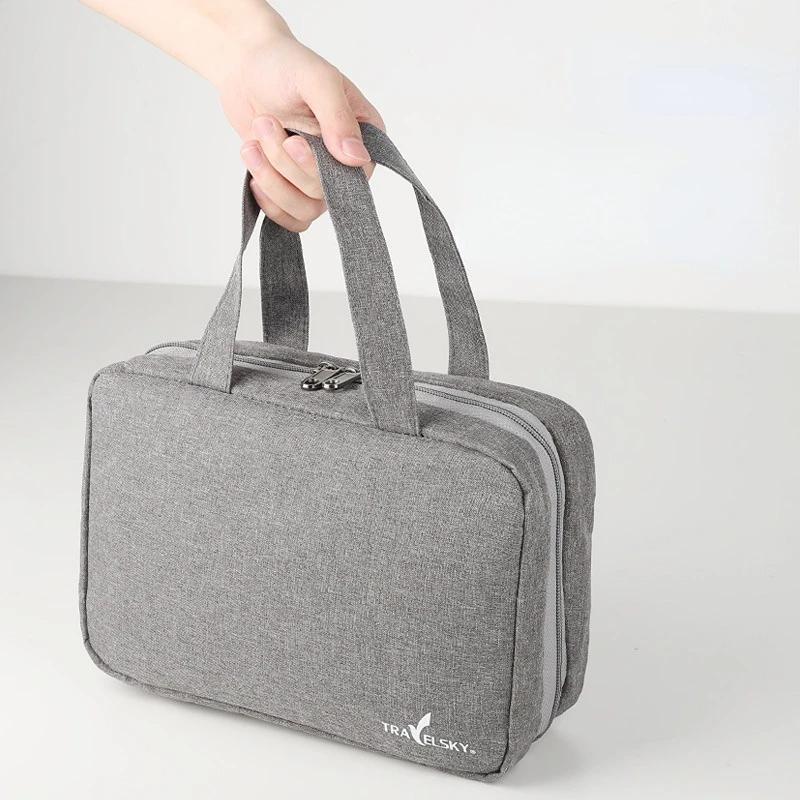 Trousse de toilette de voyage pliable et étanche, séparation sèche et humide, sac de rangement pour cosmétiques, sac à cosmétiques de grande capacité