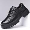 Fashion Crocodile-patterned Anti-slip Leather Shoes Men New Designer Fashion Casual British Style Solid Color Platform Dress Shoes Man