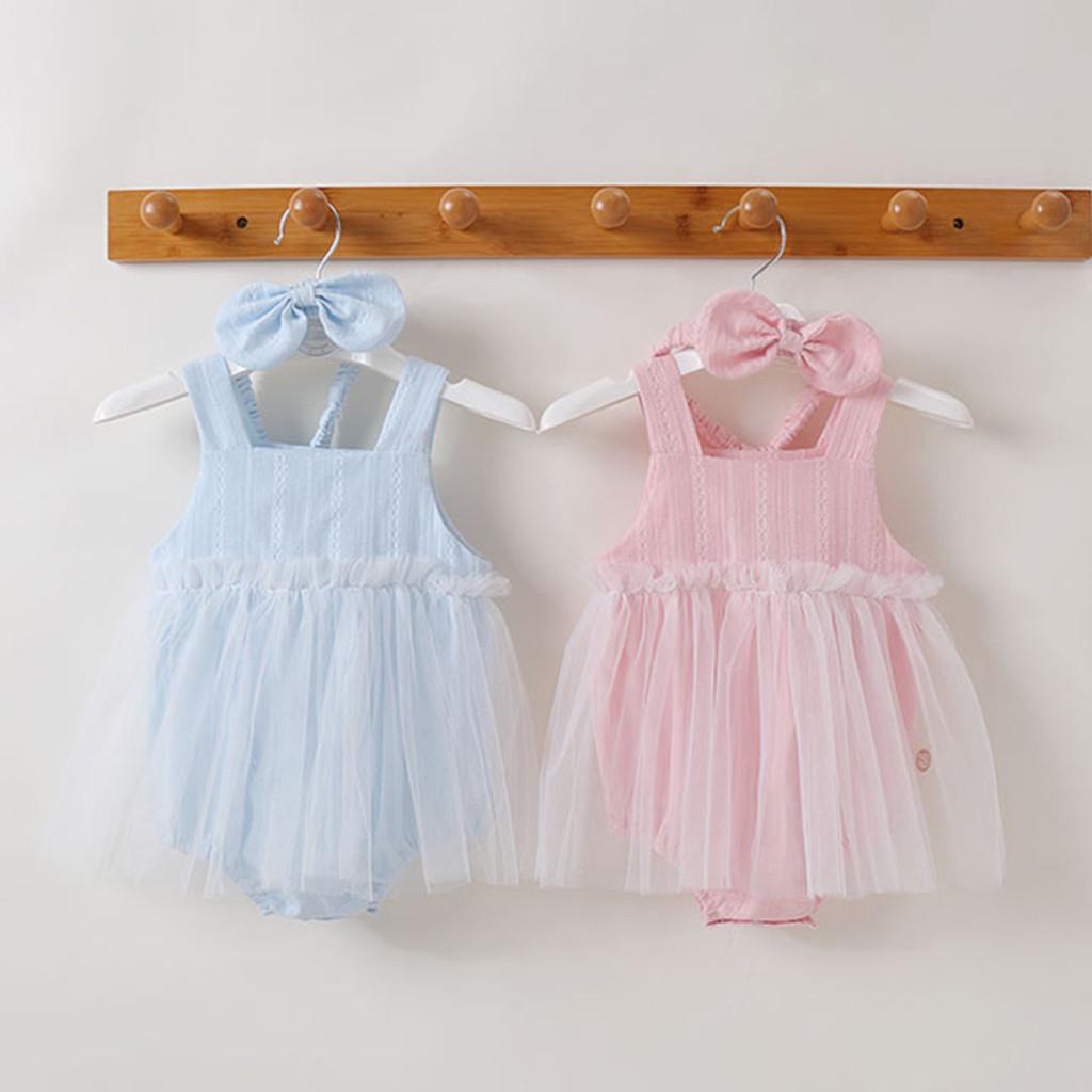

Newborn Infant Baby Girls Solid Ruched Tulle Romper Bodysuit Clothes Outfits