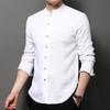 Hengyuanxiang Men's Chinese Style Linen Knot Button Long Sleeve Shirt