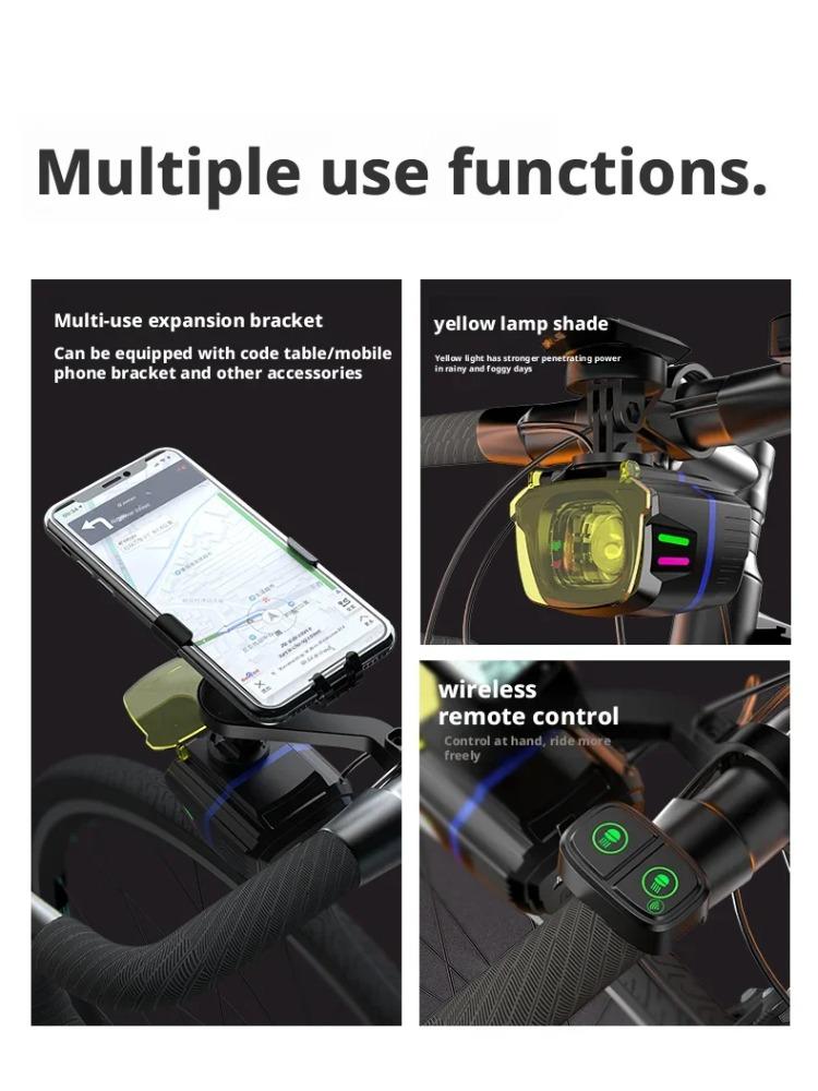 Lumière Avant Vélo de Route Montagne Grands Lumens Lampe de Cyclisme Télécommandée Intelligente Cordon de Suspension Contrôle Intelligent Phare de Vélo