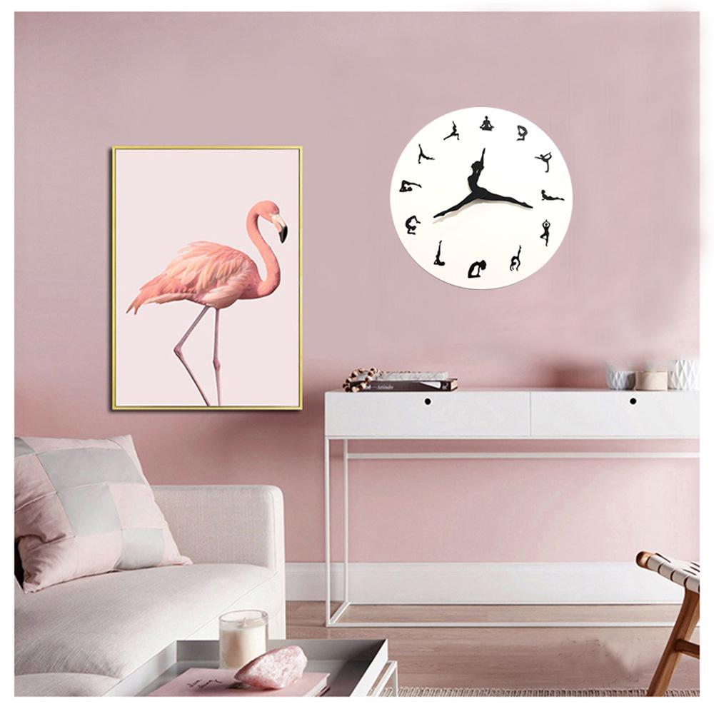 Creative Yoga Fashion Decorative Wall Clock for Living Room or Bedroom