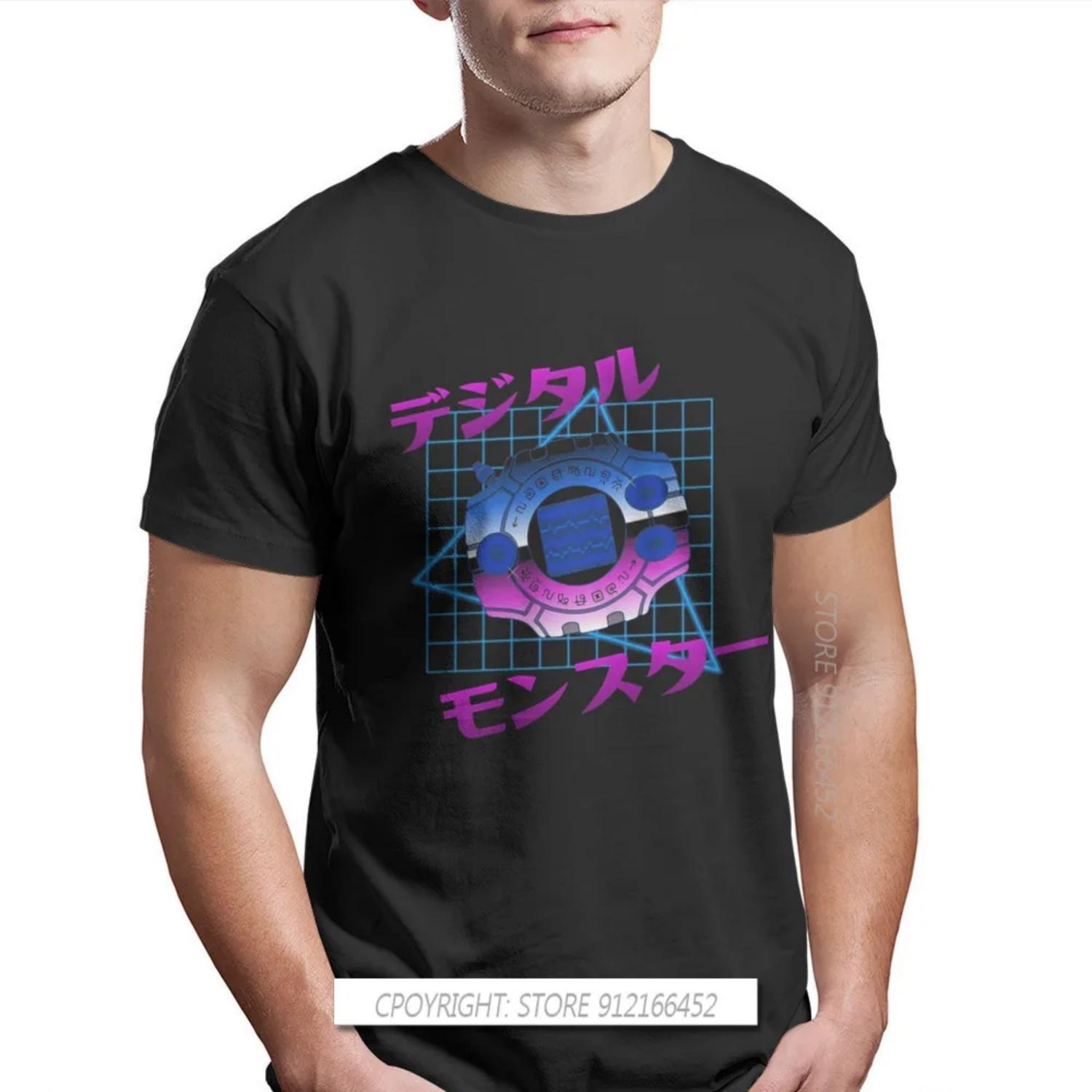 

80 S Digivice Crew Neck TShirt Digimon Agumon Tai Matt Gabumon Cool Adventure Anime Pure Cotton Original Men T-Shirts Fashion S