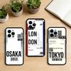 AAA Funny World City Tourist Ticket Label Phone Case For iPhone 17,16,15,14,13,12,11 Plus,Pro Max,XS,Soft Silicone Black Cover