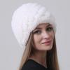 New warm Real Fur Hat Winter Women Rex Rabbit Fur Thick Double Layer Lining Outdoor Women Beanie Cap Pineapple Round Hats