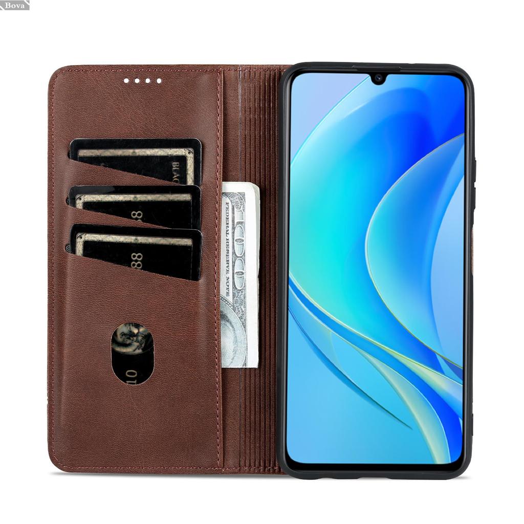 Deluxe magnetisk adsorpsjon skinn etui for Huawei Nova Y70 plus Y 70 flip cover beskyttelsesetui Nova Y70 capa fundas