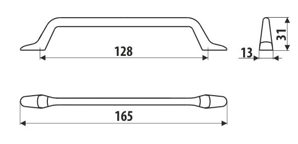 UU57 Handle, Textured Graphite, 128mm