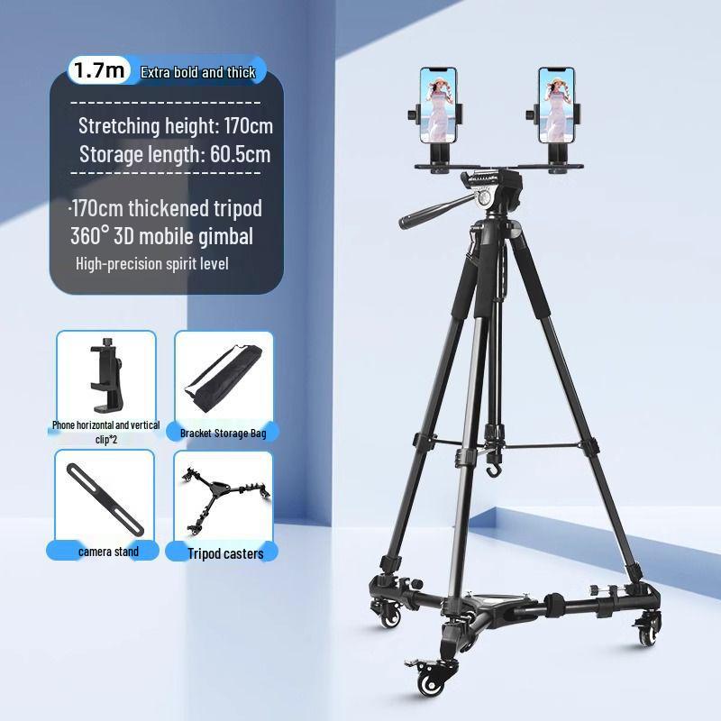 Professional Mobile Phone & DSLR Tripod with Pulley and Universal Ball Head for Live Streaming