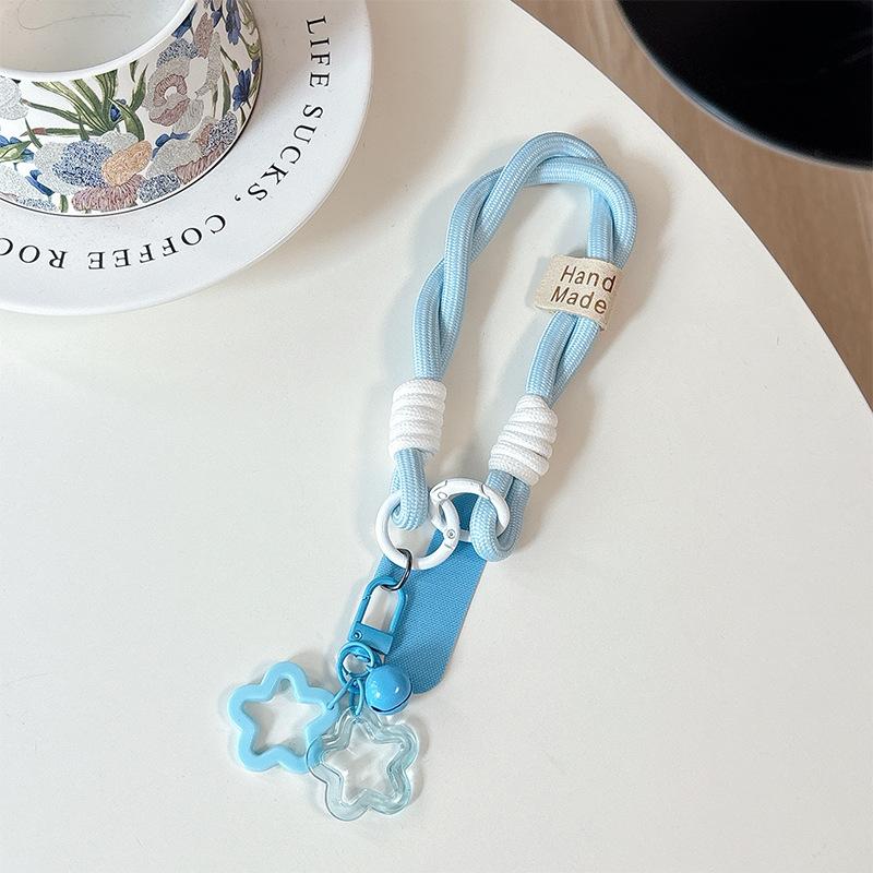Dopamine Color Hollow Star Mobile Phone Case Clip Portable Rope Bold Braided Rope Lanyard Anti-Drop And Anti-Lost Keychain