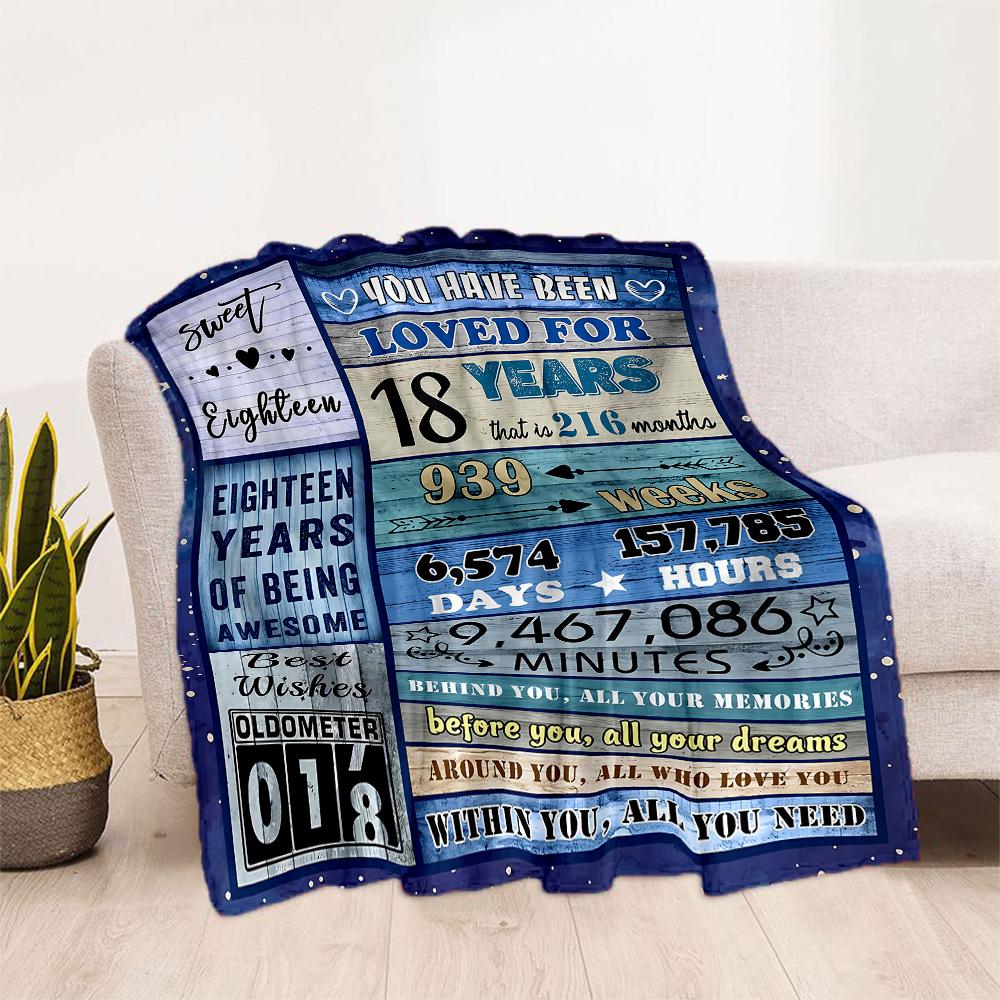 1pc Sweet 18th Birthday Celebration blanket Soft and Warm for Sofa Office Camping Travel Livingroom Great Gift for Friends and Family Comfortable