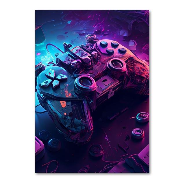 Game Art Canvas Printmaking Punk Explosion Controller Poster Game Controller Arcade Game Wall Art Esports