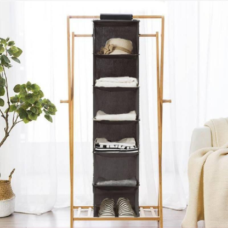 Layer 6 Shelf Closet Hanging Clothes Shoes Storage Rack Organizer Pocket Hanger