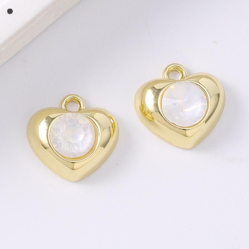 5pcs Exquistite Crystal Zircon Love Heart Charms Pendants for Making Necklace Earrings Bracelet DIY Handmade Jewelry Accessories