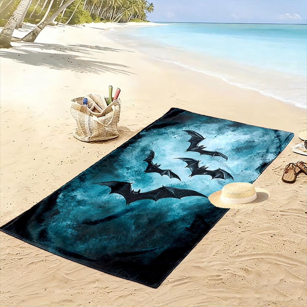 Mystical soaring midnight bats Print beach towel, quick drying, suitable for travel, outdoor sports, jogging, the beach and swimming, gift